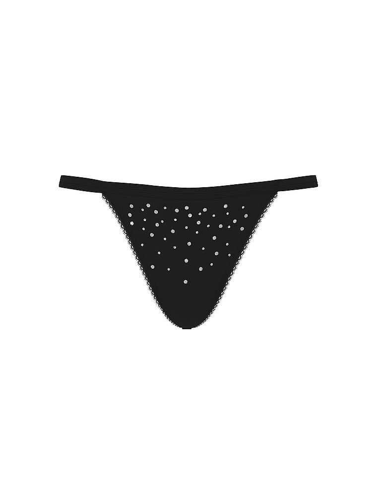 Stringi bawełniane z cekinami Sparkle. Produkt ma kolor czarny i pochodzi z kolekcji Victoria's Secret. 