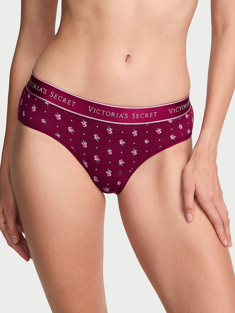 Majtki bawełniane z logo w talii Hiphugger. Produkt ma kolor kwiatowe i pochodzi z kolekcji Cotton. 