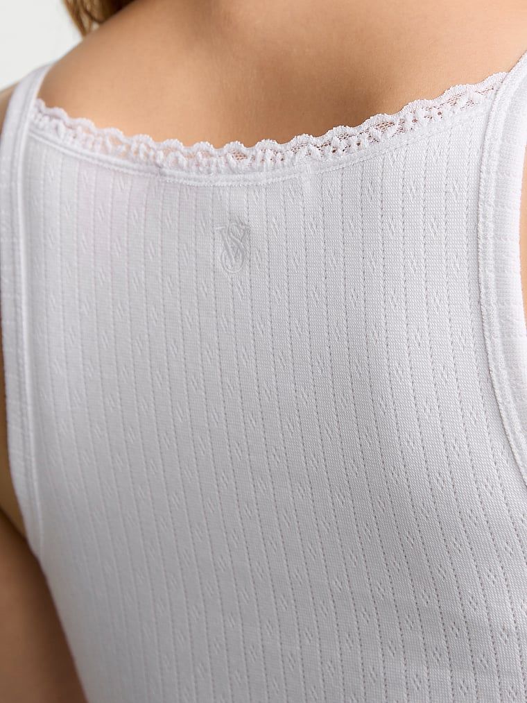Piżama z modalu - bluzka na ramiączkach i długie spodnie Pointelle. Produkt ma kolor biały i pochodzi z kolekcji Victoria's Secret. 
