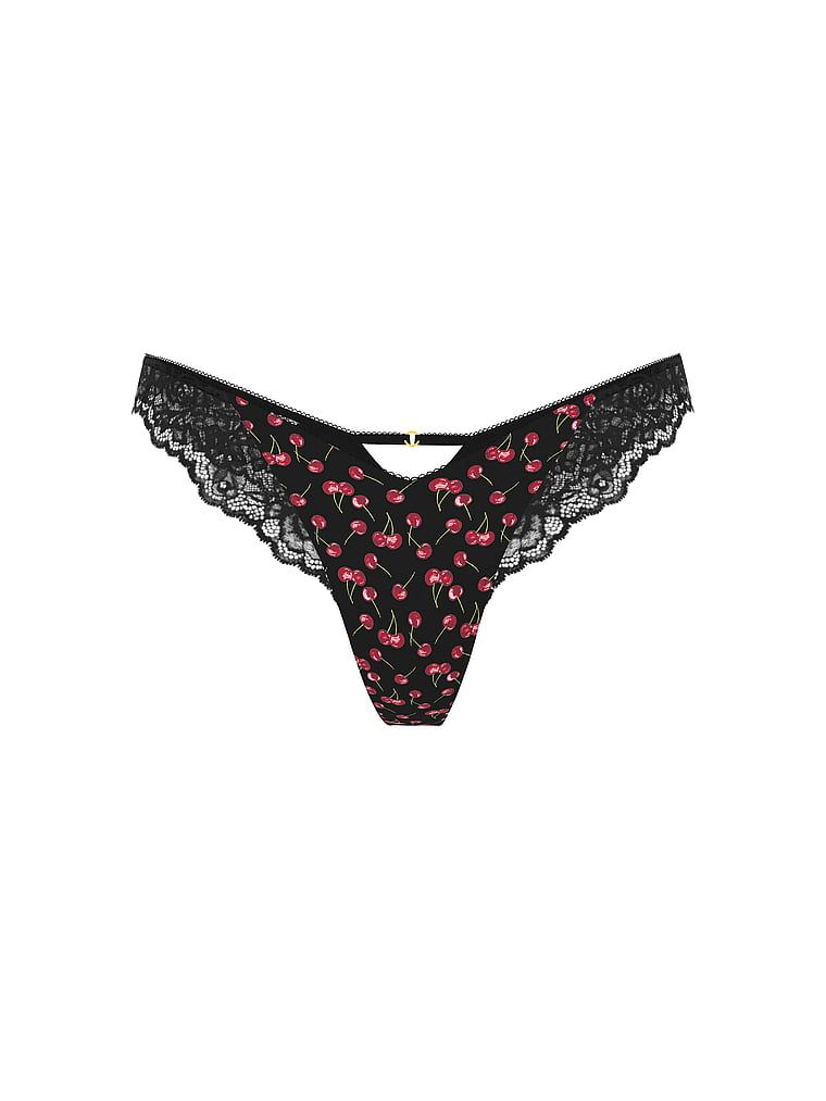 Stringi z koronką i wysoko wyciętymi nogawkami Lace-Trim High-Leg. Produkt jest wzorzysty i pochodzi z kolekcji Very Sexy. 