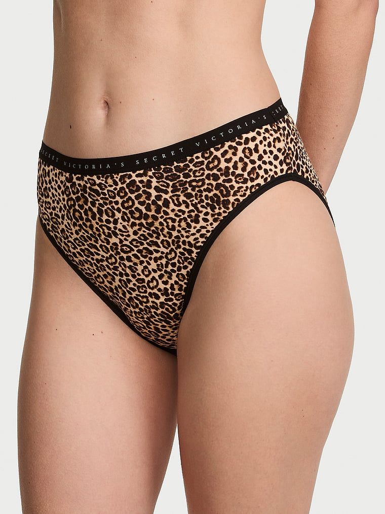 Victoria's Secret Majtki bawełniane figi z wysoko wyciętymi nogawkami High-Leg Brief