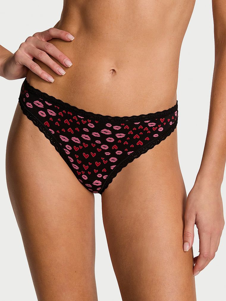 Majtki bawełniane z koronką Lace-Trim Bikini. Produkt jest wzorzysty i pochodzi z kolekcji Lace Trim. 