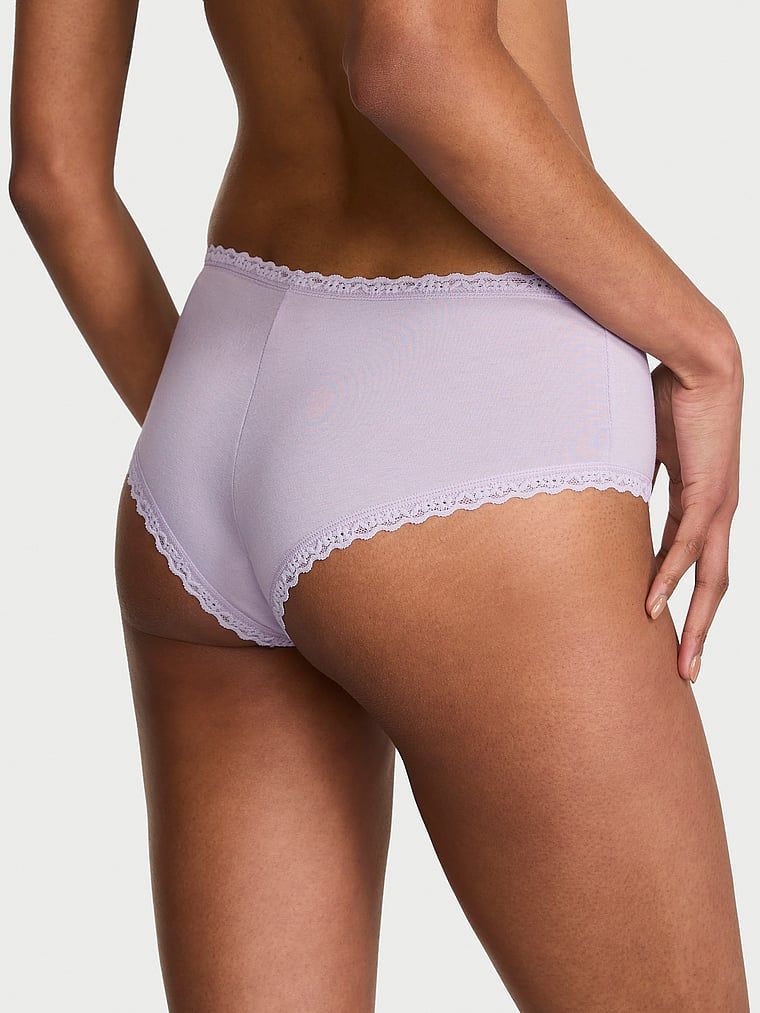 Majtki bawełniane z koronką na krawędziach Lace-Waist Cheeky. Produkt ma kolor fioletowy i pochodzi z kolekcji Lace Trim. 
