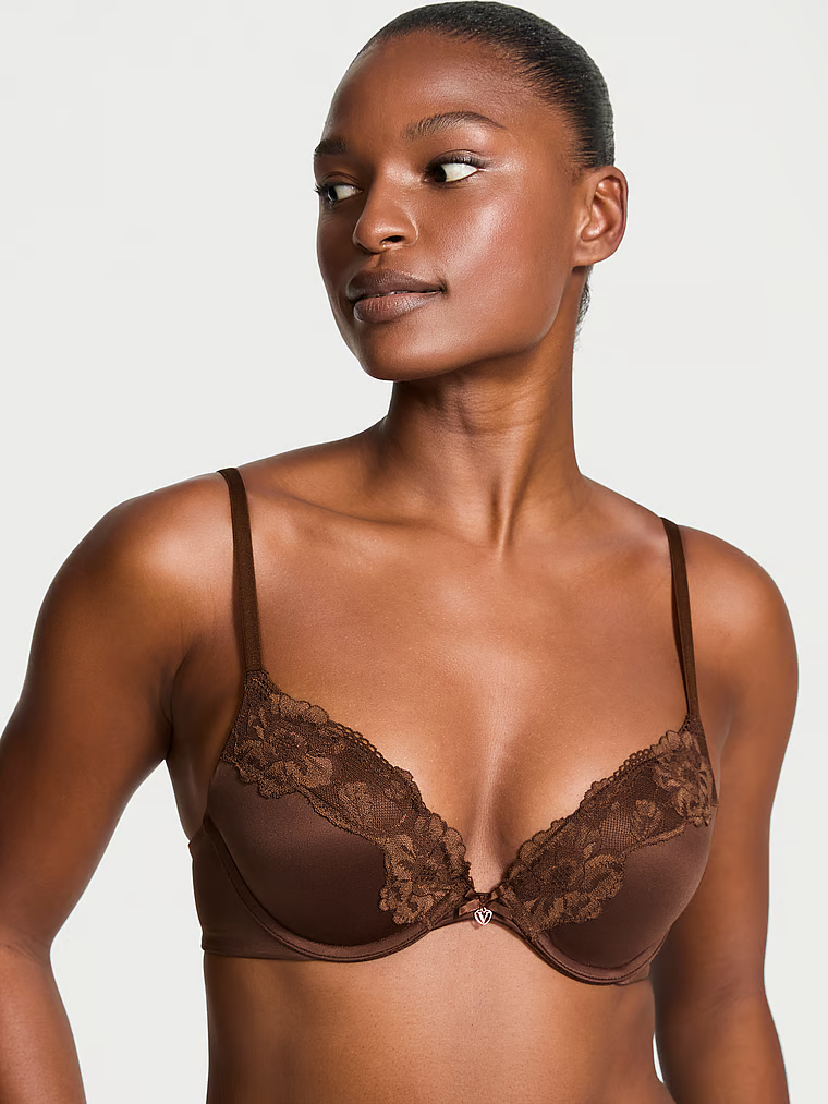 Body by Victoria Biustonosz push-up z koronką Lace-Trim