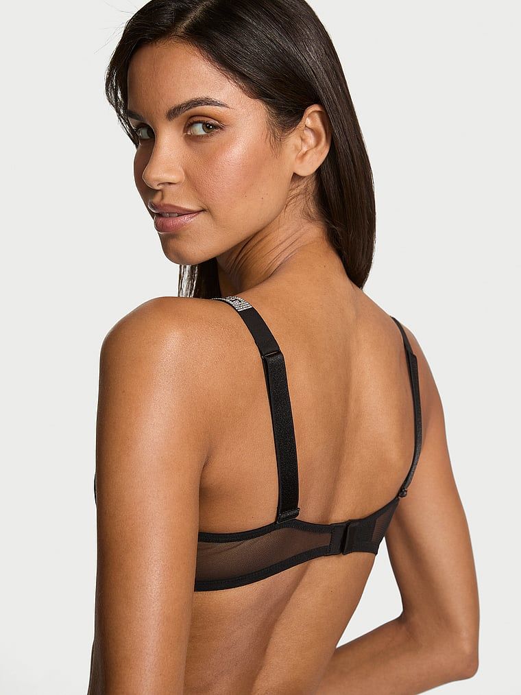 Very Sexy Biustonosz lekko usztywniany koronkowy z błyszczącymi ramiączkami Shine Strap Demi