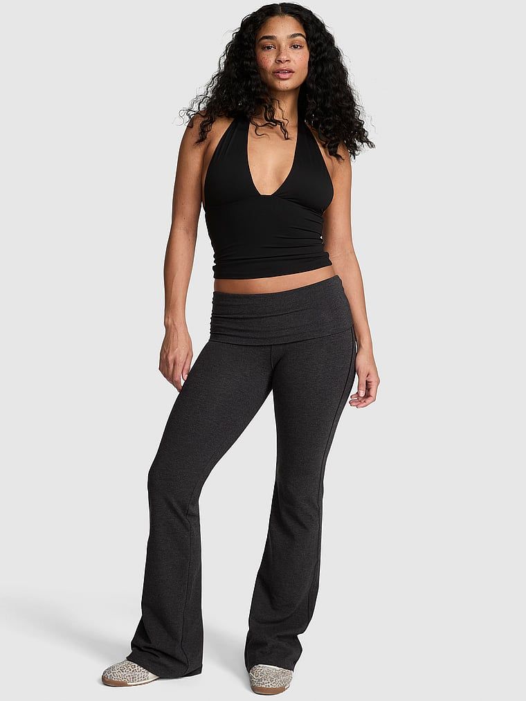 Legginsy dzwony All-Day Cotton z wywijanym pasem