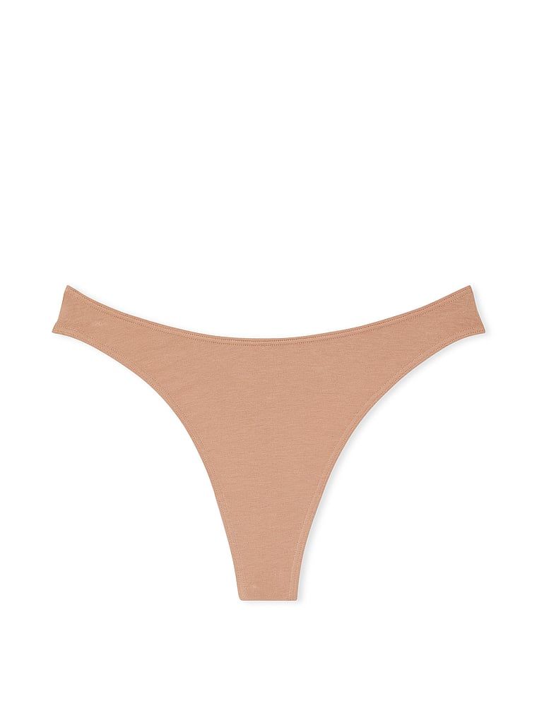 Stringi bawełniane High-Leg Scoop. Produkt ma kolor beżowy i pochodzi z kolekcji Victoria's Secret. 
