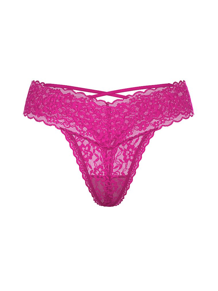 Stringi koronkowe z paseczkami z tyłu Blossom. Produkt ma kolor różowy i pochodzi z kolekcji Lacie. 