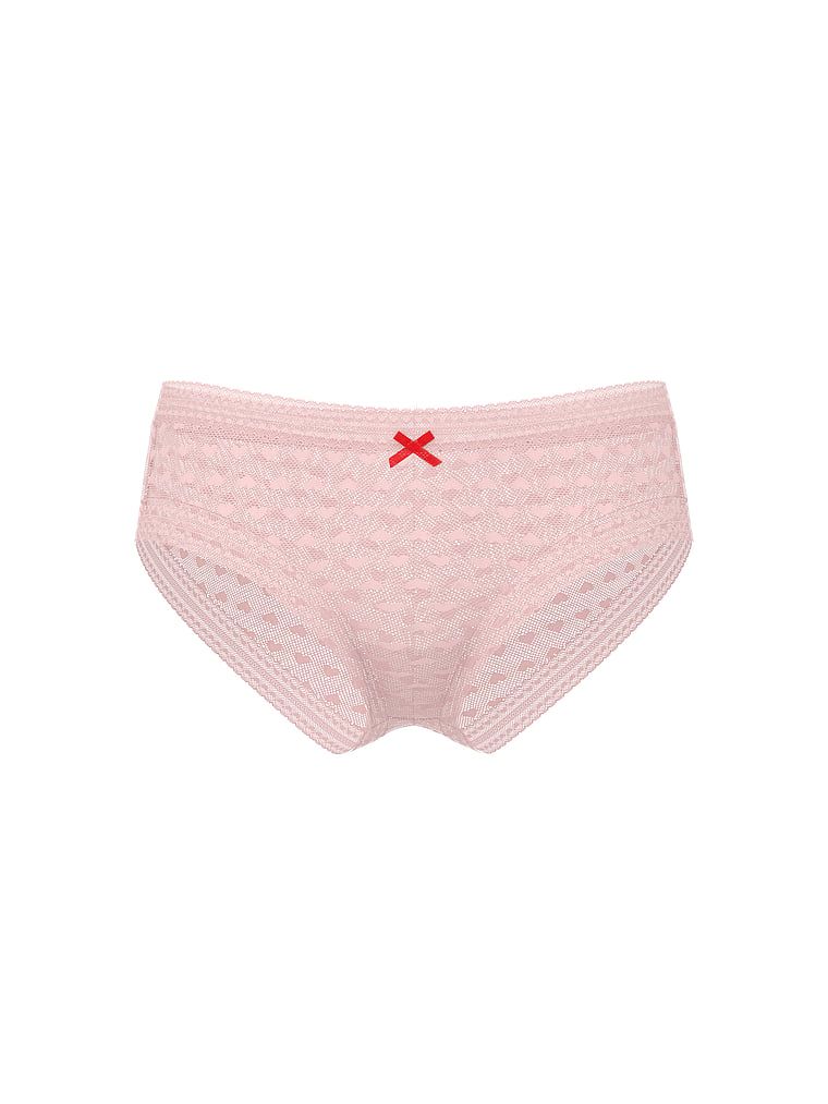 Majtki z siateczki Heart Lace Cheeky. Produkt ma kolor różowy i pochodzi z kolekcji Lacie. 