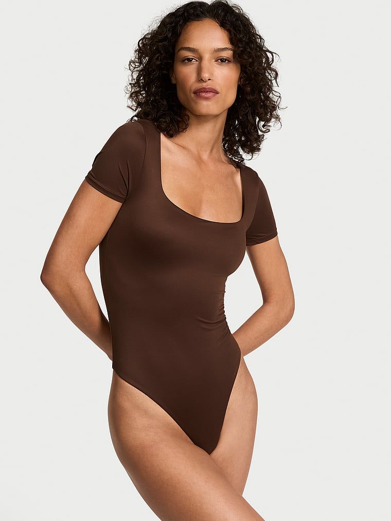 Victoria's Secret Body z krótkimi rękawkami i kwadratowym dekoltem FeatherSoft