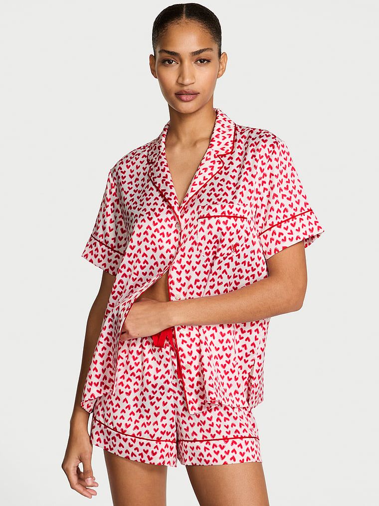 Victoria's Secret Piżama satynowa błyszcząca z szortami Glazed Satin