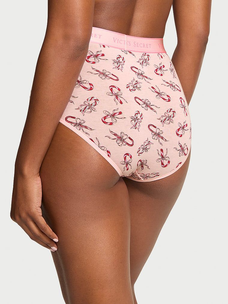 Majtki bawełniane figi z logo marki z wysokim stanem. Produkt jest wzorzysty i pochodzi z kolekcji Cotton. 