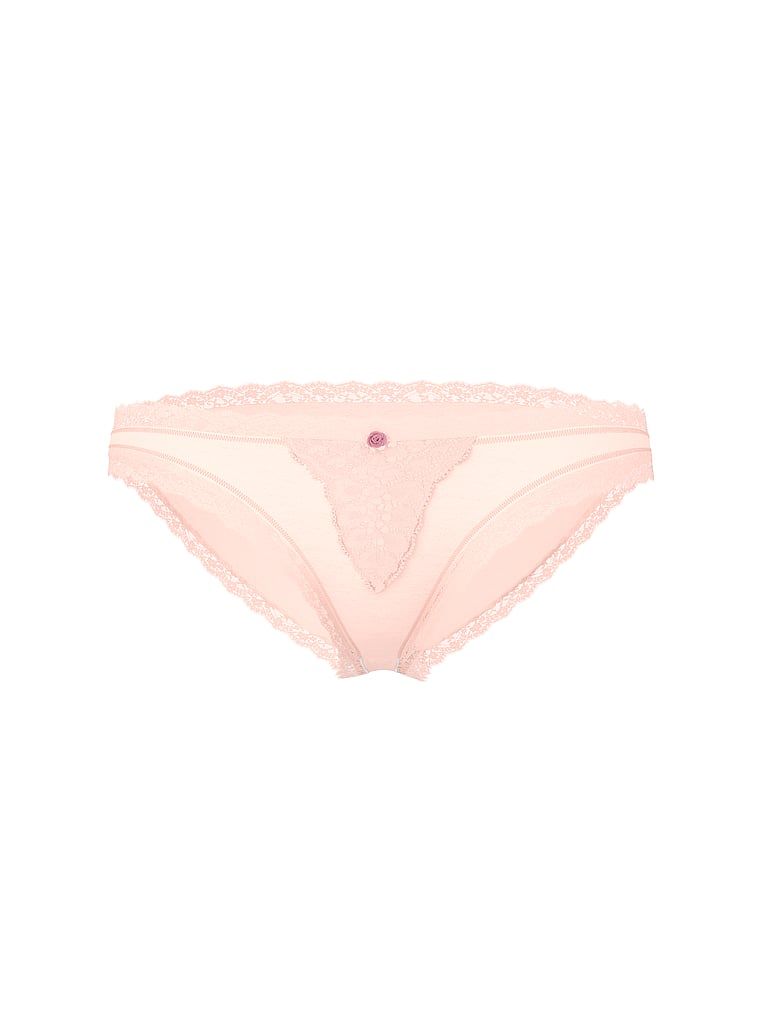 Majtki z koronką na krawędziach Lace-Trim Bikini. Produkt ma kolor różowy i pochodzi z kolekcji Dream Angels. 