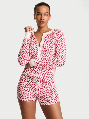 Victoria's Secret Ciepła piżama bawełniana z długim rękawem i szortami Thermal