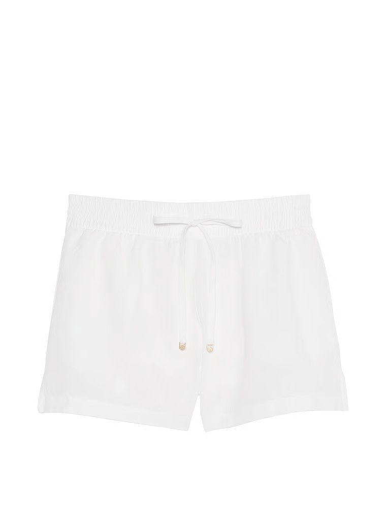 Lniane szorty na plażę Cover-Up Shorts. Produkt ma kolor biały i pochodzi z kolekcji Victoria's Secret Swim. 
