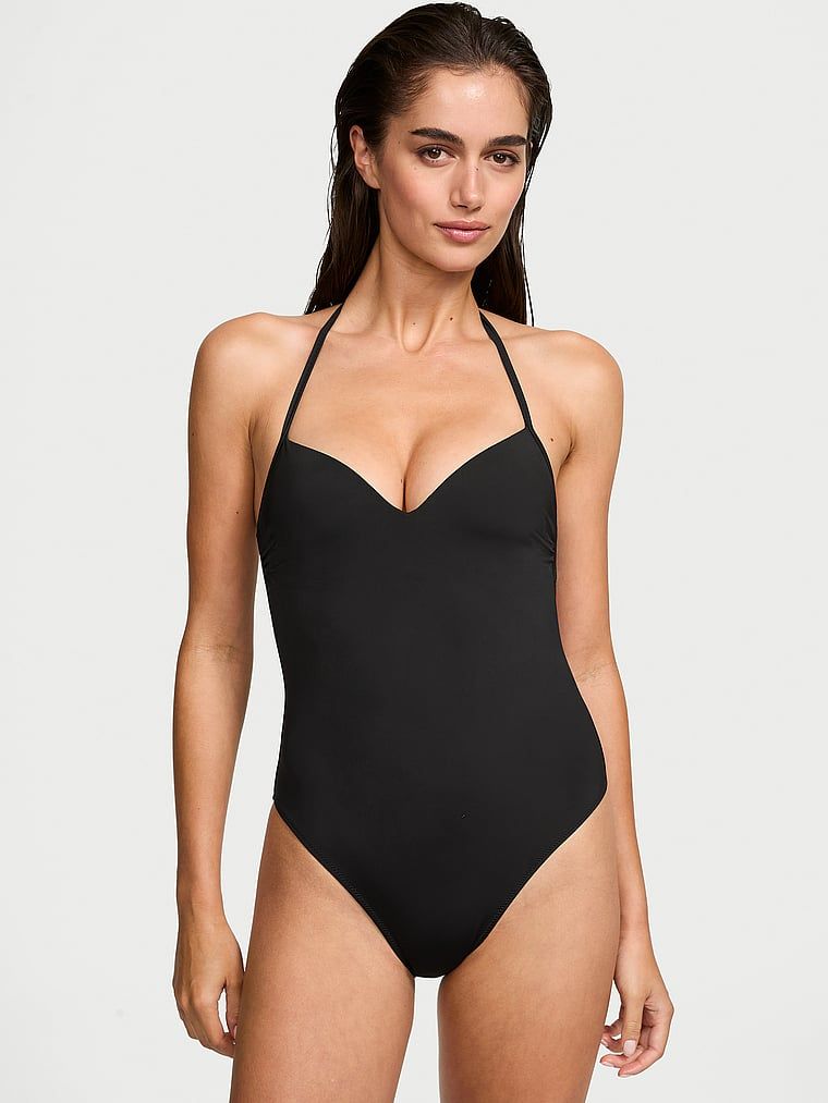 Strój kąpielowy jednoczęściowy z push-upem Essential. Produkt ma kolor czarny i pochodzi z kolekcji Victoria's Secret Swim. 