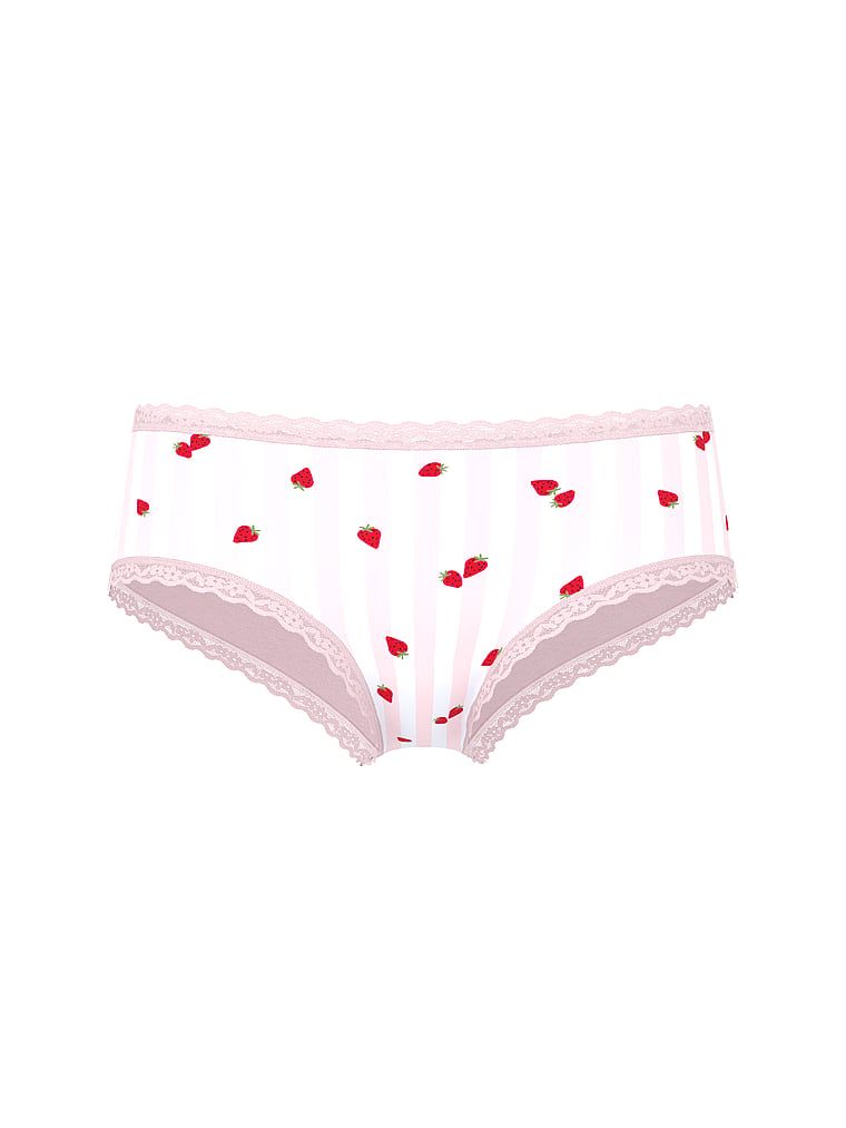 Majtki bawełniane z koronką na krawędziach Lace-Waist Cheeky. Produkt jest wzorzysty i pochodzi z kolekcji Lace Trim. 