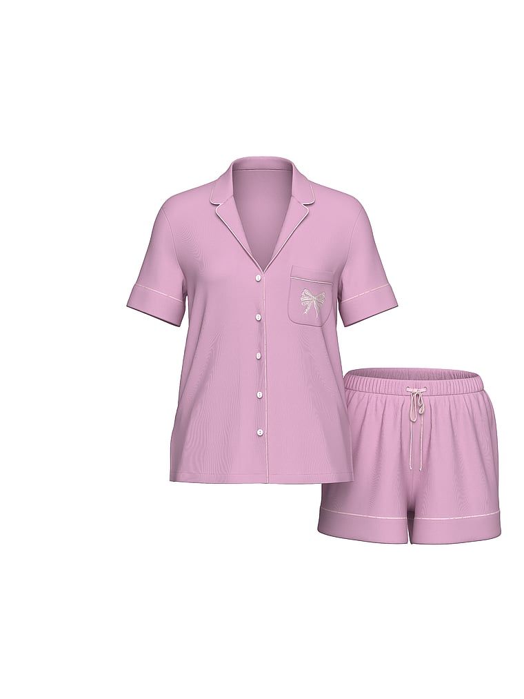 Piżama z modalu z szortami Bow. Produkt ma kolor fioletowy i pochodzi z kolekcji Victoria's Secret. 