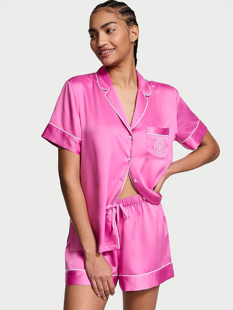 Victoria's Secret Piżama satynowa błyszcząca z szortami Glazed Satin