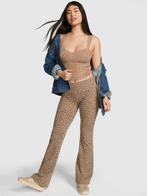 PINK Bawełniane legginsy z rozszerzanymi nogawkami