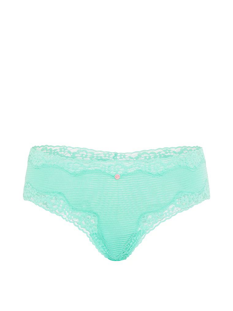 Majtki bawełniane w paseczki z koronką na krawędziach Cheeky. Produkt ma kolor niebieski i pochodzi z kolekcji Lace Trim. 
