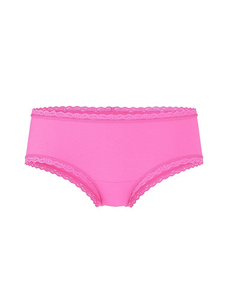 Majtki bawełniane z koronką na krawędziach Lace-Waist Cheeky. Produkt ma kolor różowy i pochodzi z kolekcji Lacie. 