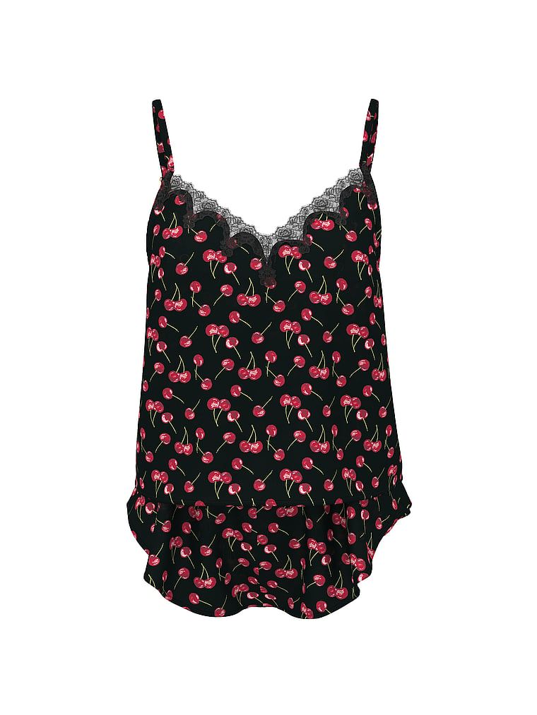 Very Sexy Satynowy zestaw z koronką do spania Satin Rose Lace-Trim