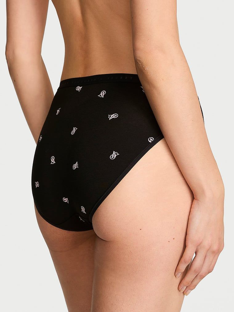 Majtki bawełniane figi z wysoko wyciętymi nogawkami High-Leg Brief. Produkt jest wzorzysty i pochodzi z kolekcji Victoria's Secret. 