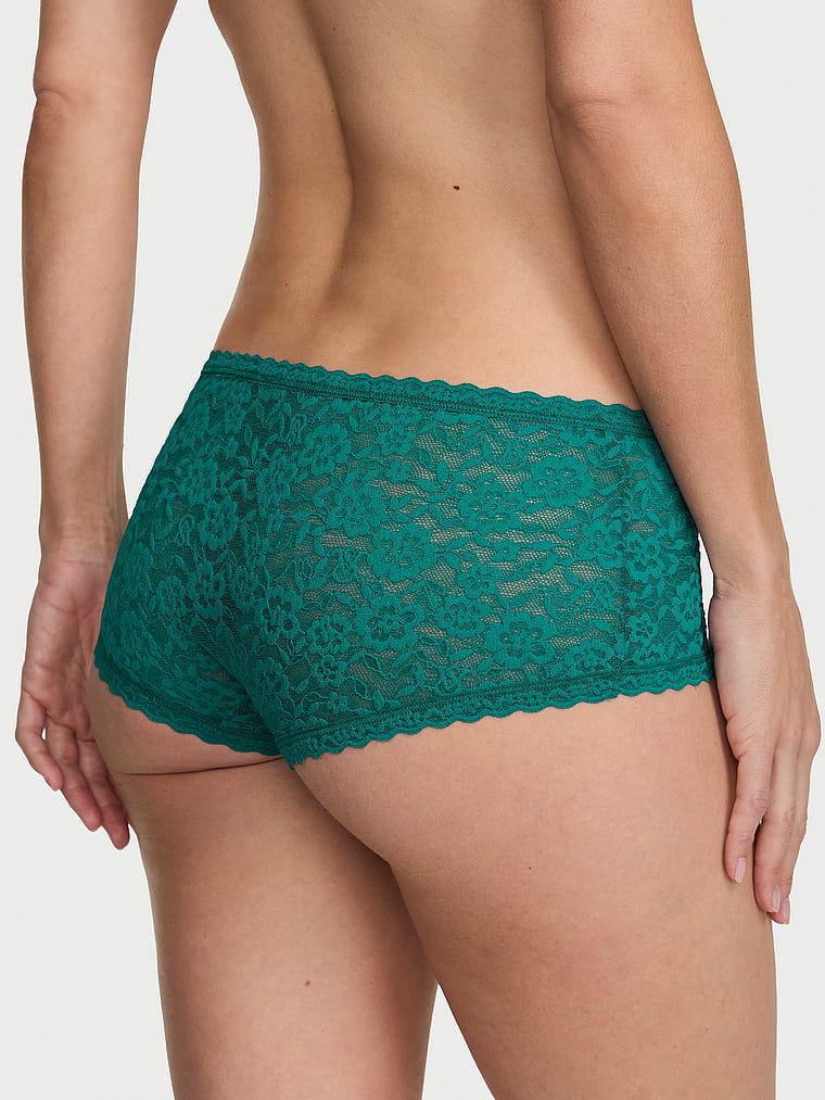 Majtki koronkowe szorty z niskim stanem Boyshort. Produkt ma kolor niebieski i pochodzi z kolekcji Lacie. 