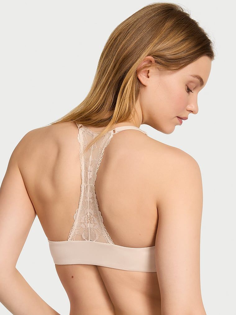 Body by Victoria Biustonosz lekko uszytywniany zapinany z przodu z koronką na plecach Racerback Demi