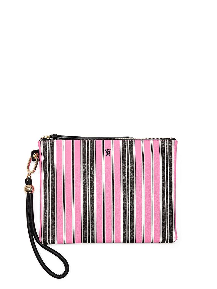 Pink and Black Stripe Zestaw 3 podróżnych kosmetyczek