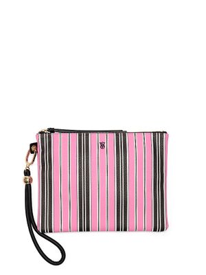 Pink and Black Stripe Zestaw 3 podróżnych kosmetyczek