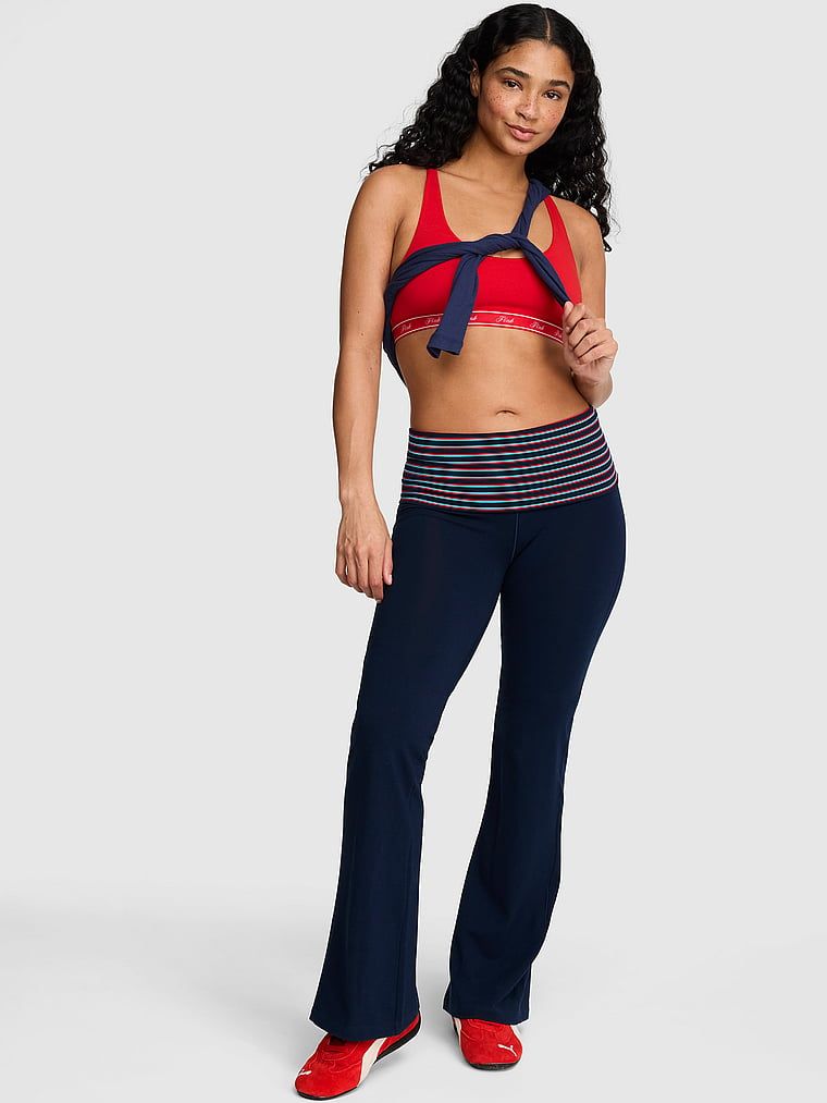 Legginsy dzwony All-Day Cotton z wywijanym pasem