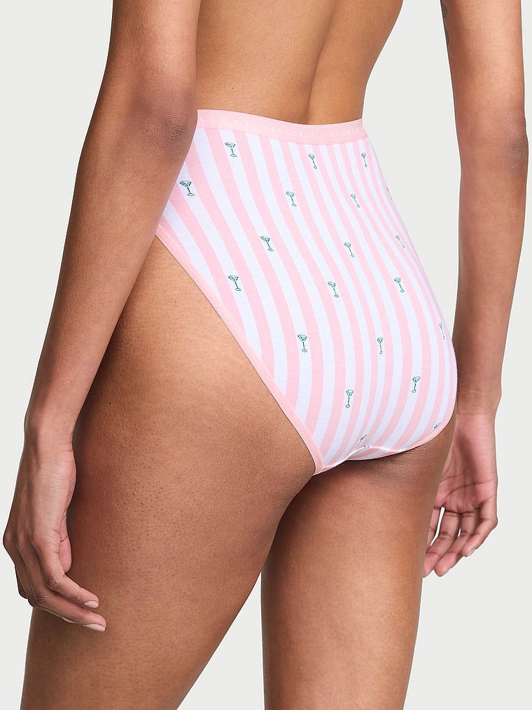 Majtki bawełniane figi z wysoko wyciętymi nogawkami High-Leg Brief. Produkt ma kolor wzorzysty i pochodzi z kolekcji Victoria's Secret. 