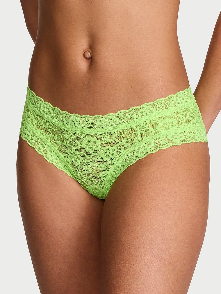 Majtki koronkowe z paseczkami z tyłu Blossom Cheeky. Produkt ma kolor zielony i pochodzi z kolekcji Lacie. 