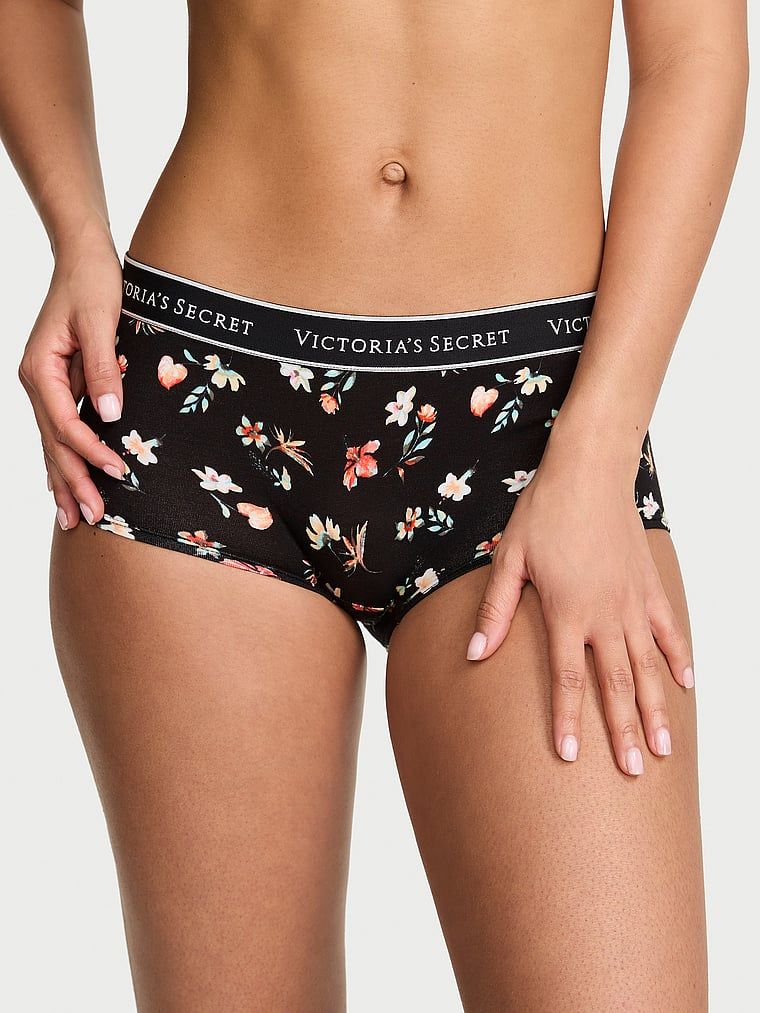 Cotton Majtki bawełniane szorty z logo w talii Boyshort