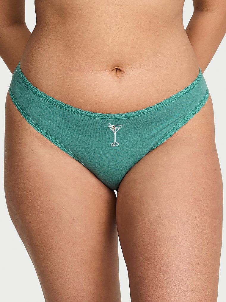 Majtki bawełniane z koronką Lace-Trim Bikini. Produkt jest wzorzysty i pochodzi z kolekcji Lace Trim. 