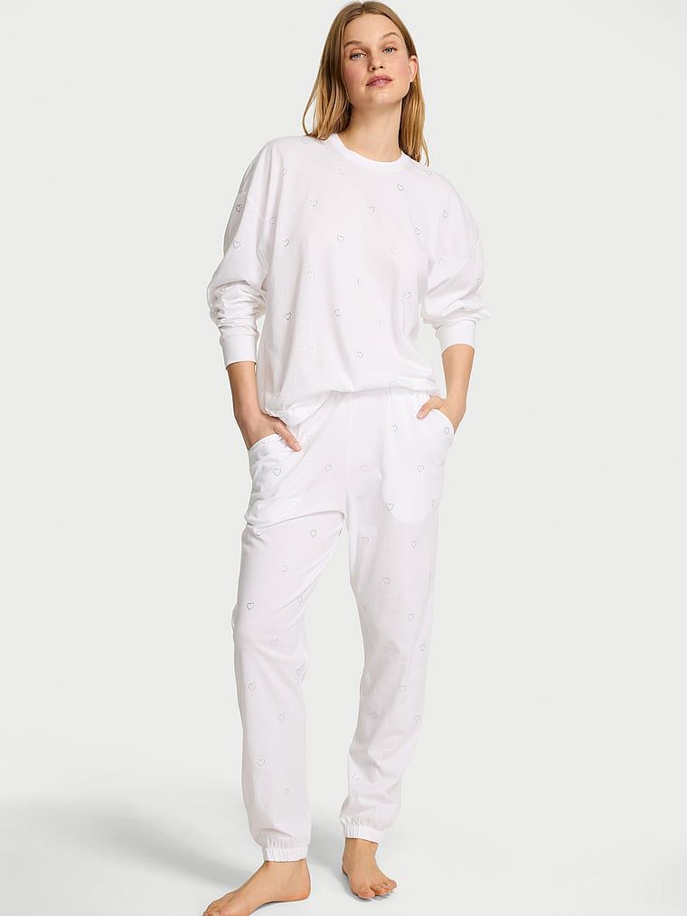 Piżama bawełniana Shine. Produkt ma kolor biały i pochodzi z kolekcji Victoria's Secret. 