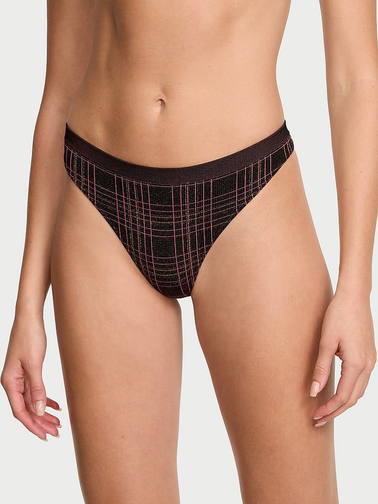 Stringi bezszwowe Shimmer Plaid. Produkt jest wzorzysty i pochodzi z kolekcji Seamless. 