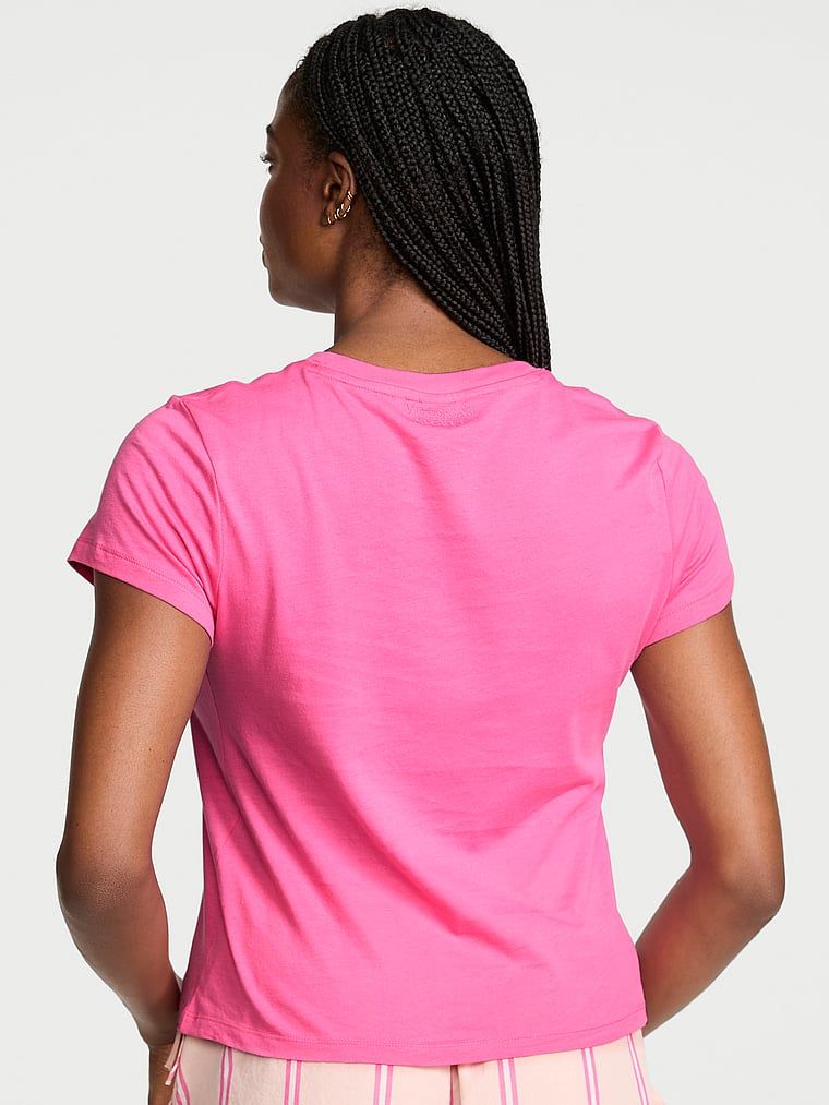 T-shirt bawełniany do spania Mix & Match. Produkt ma kolor różowy i pochodzi z kolekcji Victoria's Secret. 