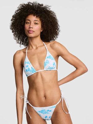 PINK Dwustronna trójkątna góra bikini wiązana na sznureczki