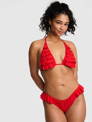 Trójkątny top bikini z falbanką Ruffle