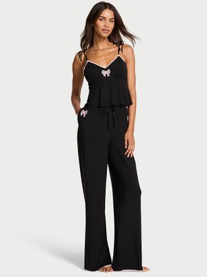 Victoria's Secret Zestaw do spania z modalu - top i szerokie spodnie Bow