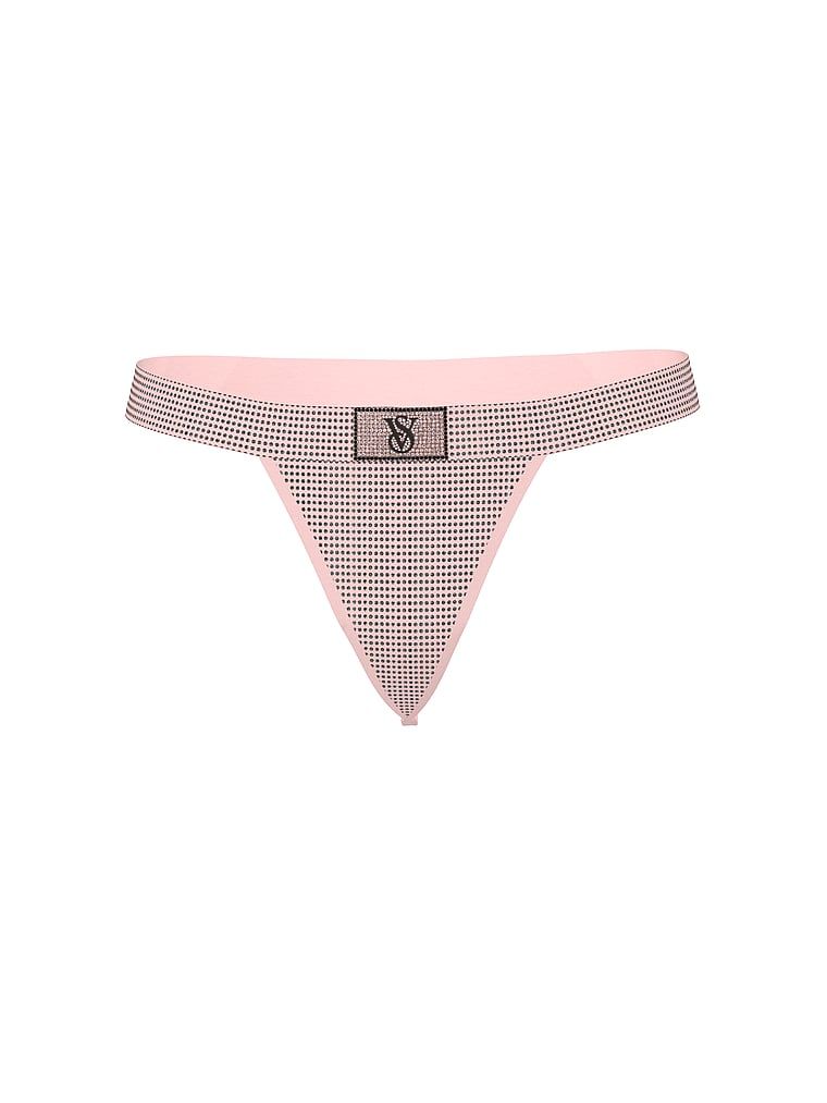 Cotton Stringi bawełniane z kryształkami i błyszczącym logo Shine