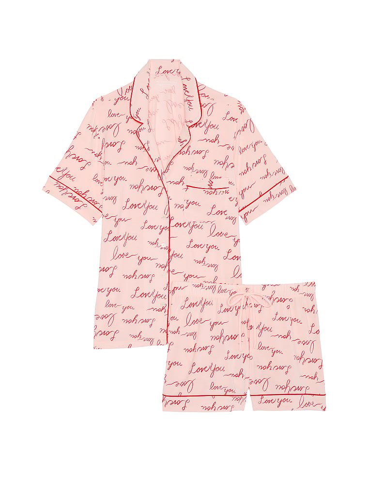 Piżama z modalu z szortami. Produkt ma kolor wzorzysty i pochodzi z kolekcji Victoria's Secret. 