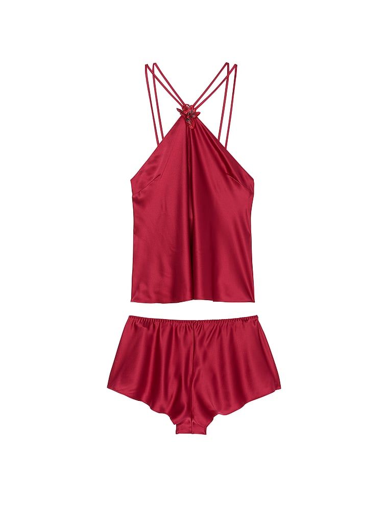 Bluzka satynowa i szorty Red Rose. Produkt ma kolor czerwony i pochodzi z kolekcji Victoria's Secret. 