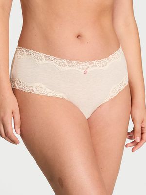 Lace Trim Majtki bawełniane z koronką na krawędziach Lace-Waist Cheeky