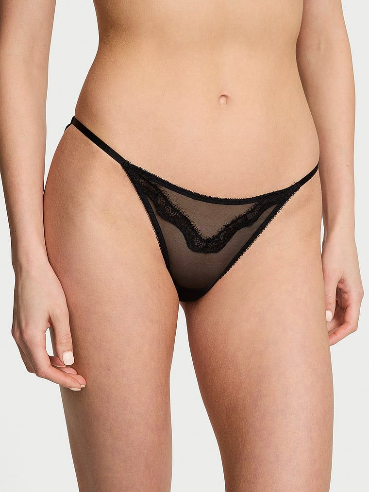 Majtki z wyjątkowym tyłem Sheer Shine Rose Bikini. Produkt ma kolor czarny i pochodzi z kolekcji Very Sexy. 