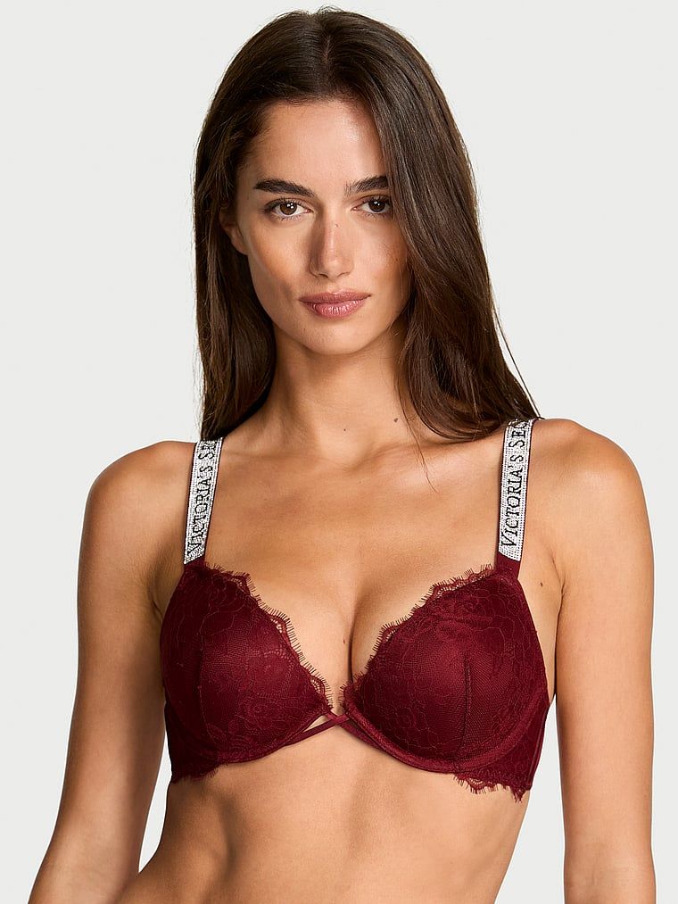 Very Sexy Biustonosz push-up koronkowy z błyszczącymi ramiączkami Shine Strap