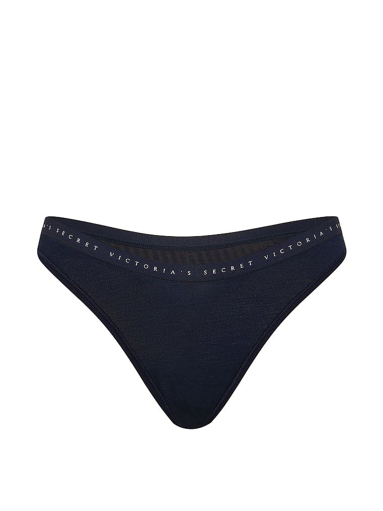 Stringi bawełniane High-Leg Scoop. Produkt ma kolor niebieski i pochodzi z kolekcji Victoria's Secret. 